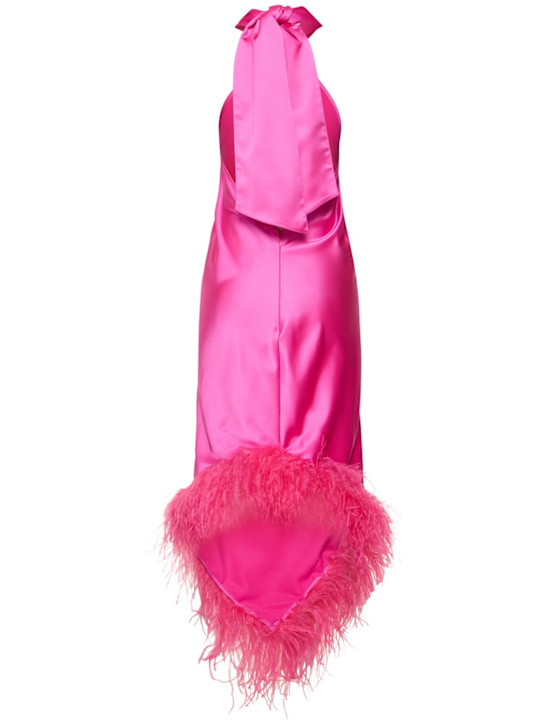 Giuseppe Di Morabito: Satin midi dress w/feathers - Hot Pink - women_3 | Luisa Via Roma