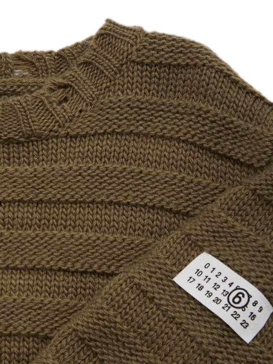 MM6 Maison Margiela: Strickpullover aus Wollmischung - Militärgrün - kids-girls_1 | Luisa Via Roma