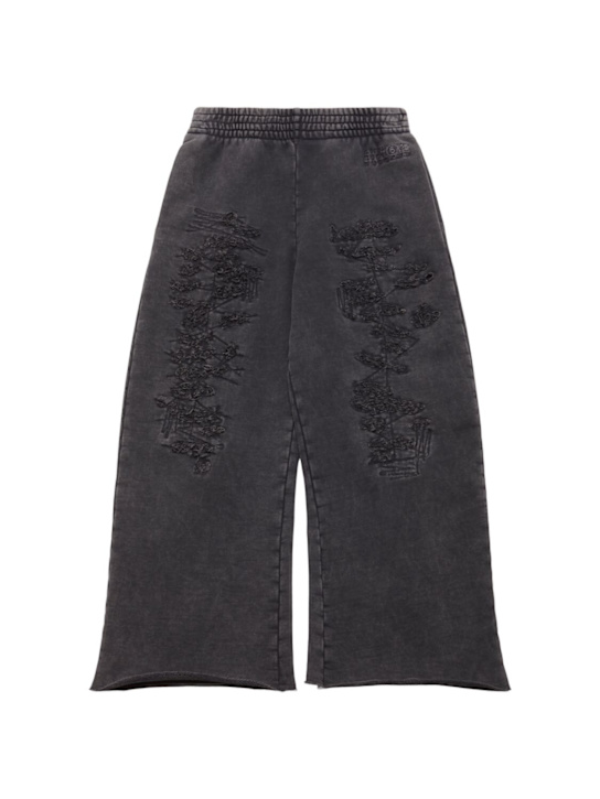 MM6 Maison Margiela: Cotton sweatpants - ブラック - kids-boys_0 | Luisa Via Roma