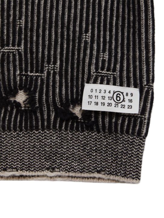 MM6 Maison Margiela: 울 니트 스웨터 - 블랙/그레이 - kids-boys_1 | Luisa Via Roma