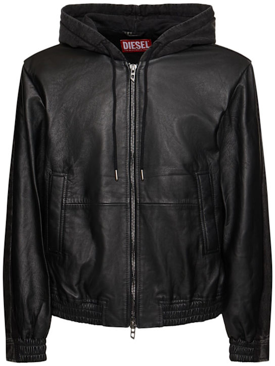 Diesel: Leather & denim jacket - men_0 | Luisa Via Roma