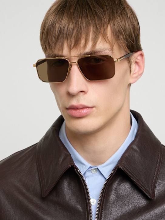 Prada: Square acetate sunglasses - Gold/Green - men_2 | Luisa Via Roma