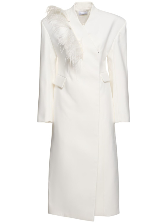 Sable cady long coat w/ feathers