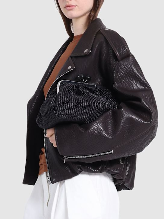 Weekend Max Mara: Pochette Fortuna effetto rafia - Nero - women_1 | Luisa Via Roma