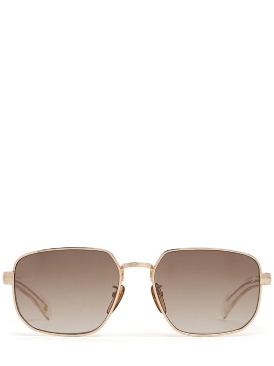 DB Eyewear by David Beckham: Occhiali da sole squadrati DB in metallo - Oro/Cristallo - men_0 | Luisa Via Roma