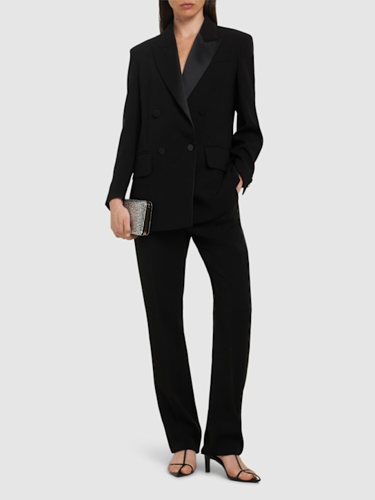 Max Mara: Vincita カディタキシードパンツ - ブラック - women_1 | Luisa Via Roma