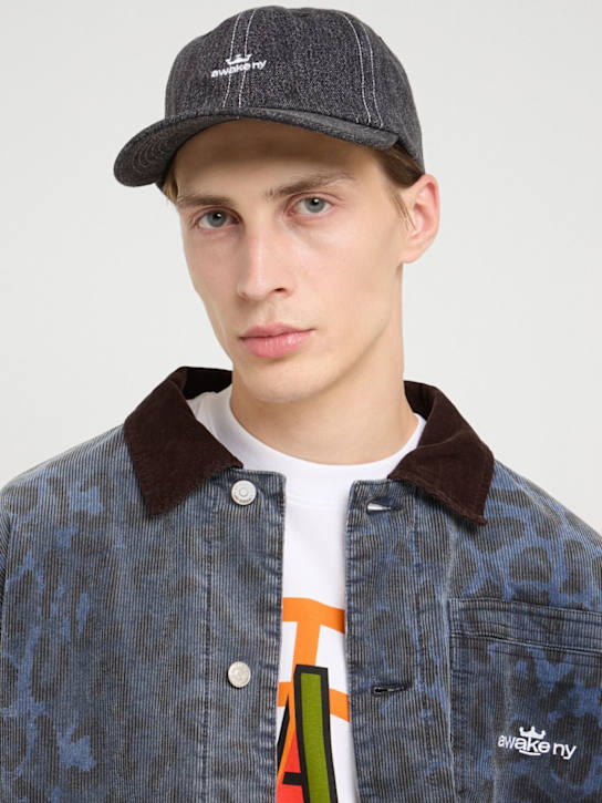 Awake NY: Crown logo denim hat - Black - men_1 | Luisa Via Roma