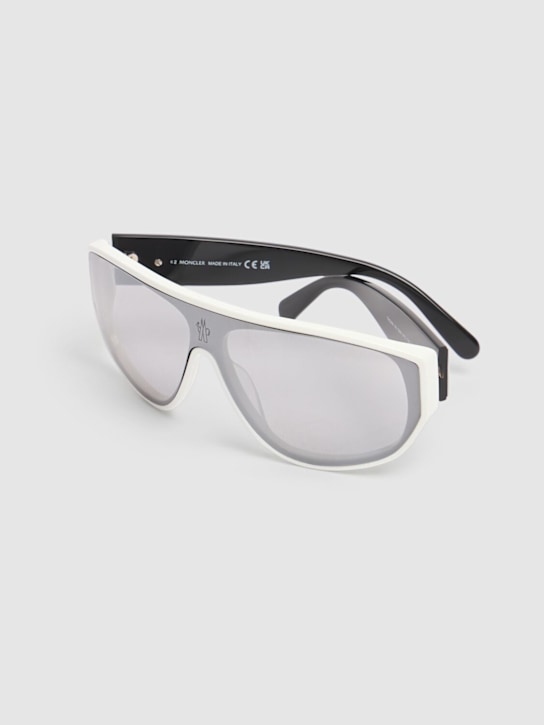 Moncler: Tronn Shield醋酸纤维面具太阳镜 - Shiny White - women_1 | Luisa Via Roma