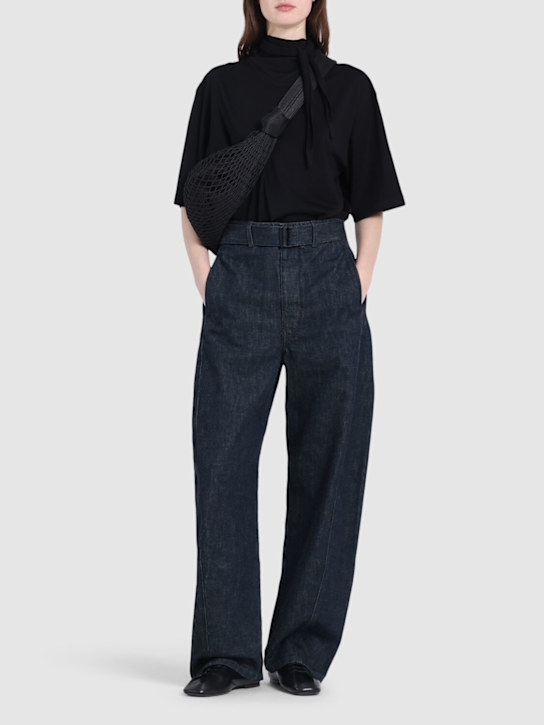 Lemaire: Jeans in cotone con cintura - Blu - women_1 | Luisa Via Roma