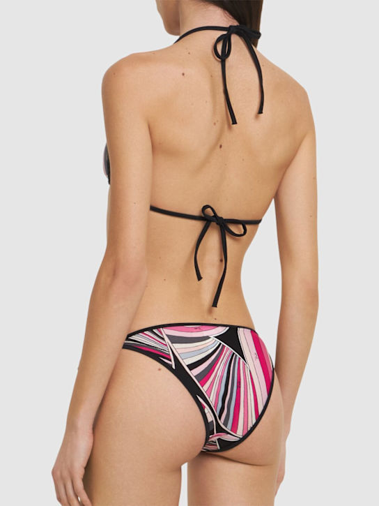Pucci: Printed lycra triangle bikini top - Black/Fuchsia - women_2 | Luisa Via Roma