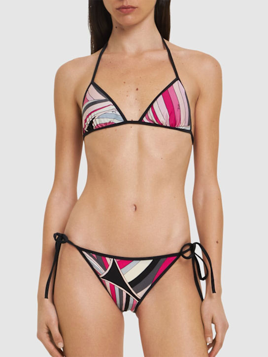 Pucci: Printed lycra triangle bikini top - Black/Fuchsia - women_1 | Luisa Via Roma