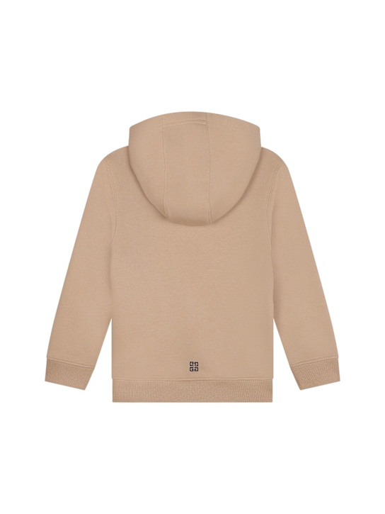 Givenchy: Felpa in misto cotone con cappuccio - Beige - kids-girls_1 | Luisa Via Roma