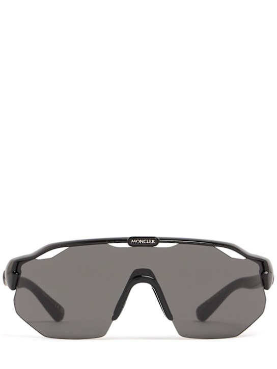 Moncler: Shield acetate mask sunglasses - Shiny Black - men_0 | Luisa Via Roma