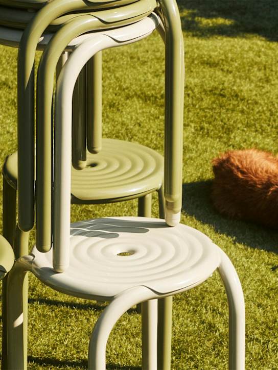 Tom Dixon: Set of 2 Moss Groove stools - Moss - ecraft_1 | Luisa Via Roma