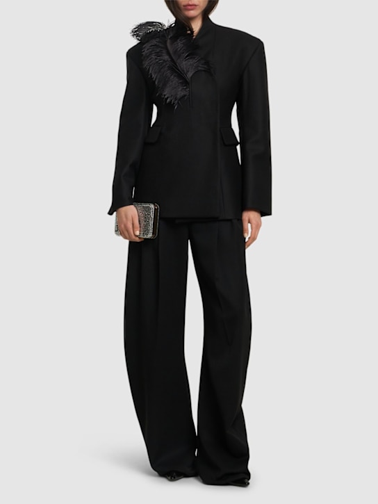 16arlington: Ram wool crepe jacket w/ feathers - women_1 | Luisa Via Roma