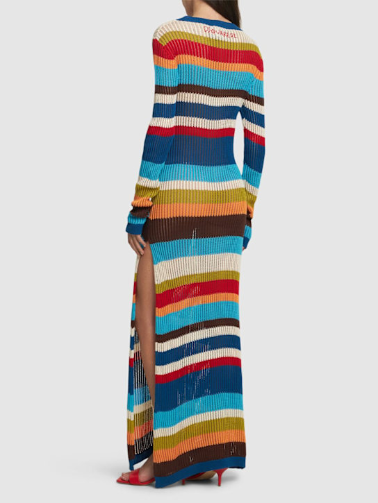 Dsquared2: 条纹针织棉质长款连衣裙 - 多色 - women_2 | Luisa Via Roma