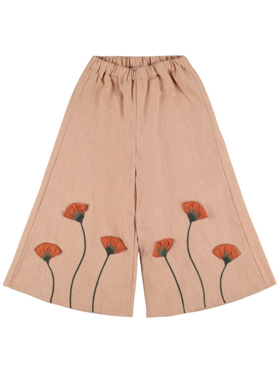 Donsje: Poppy embroidered cotton pants - Pink - kids-girls_0 | Luisa Via Roma