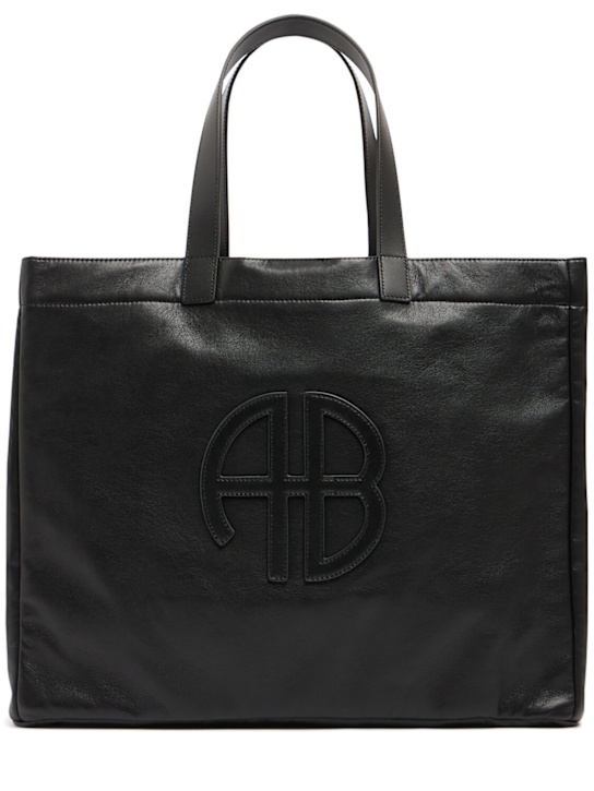 ANINE BING: Large Rio recycled leather tote bag - Black - women_0 | Luisa Via Roma