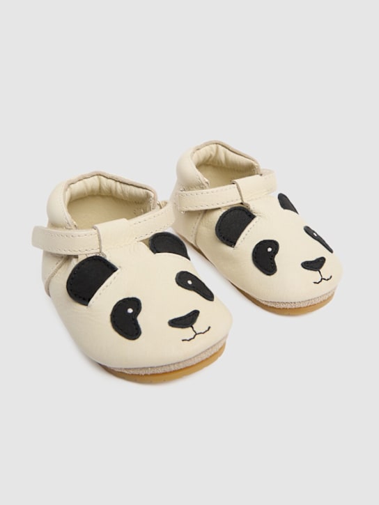 Donsje: Sandalen aus Leder mit Patch - Schwarz/Weiß - kids-boys_1 | Luisa Via Roma