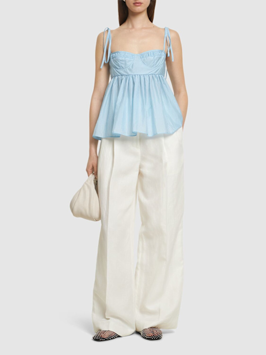 Cecilie Bahnsen: Alora shiki light taffeta top - Light Blue - women_1 | Luisa Via Roma