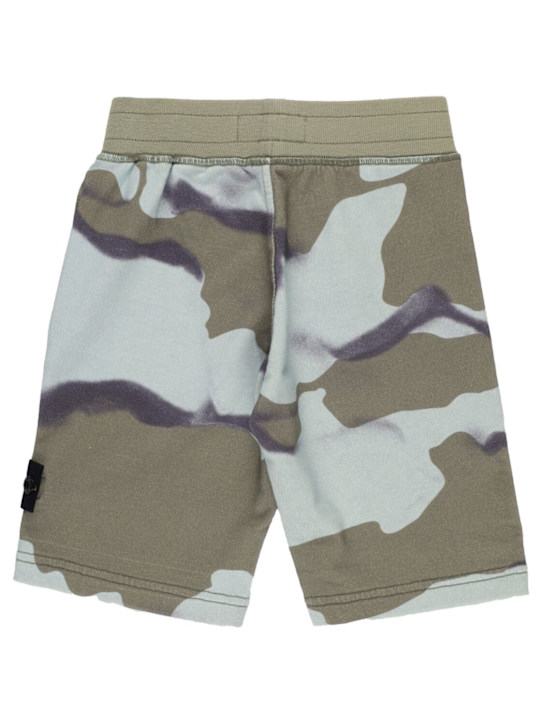 Stone Island Junior: Cotton sweat shorts - Light Blue - kids-boys_2 | Luisa Via Roma