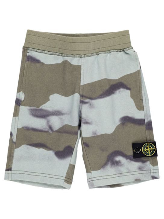 Stone Island Junior: Cotton sweat shorts - Light Blue - kids-boys_0 | Luisa Via Roma