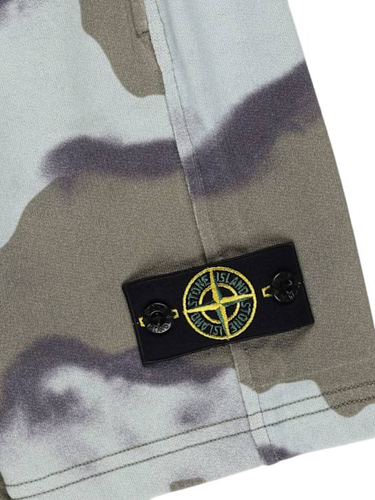 Stone Island Junior: Cotton sweat shorts - Light Blue - kids-boys_1 | Luisa Via Roma