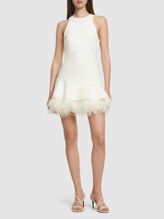 David Koma: Vestito mini in cady con piume - Bianco - women_1 | Luisa Via Roma