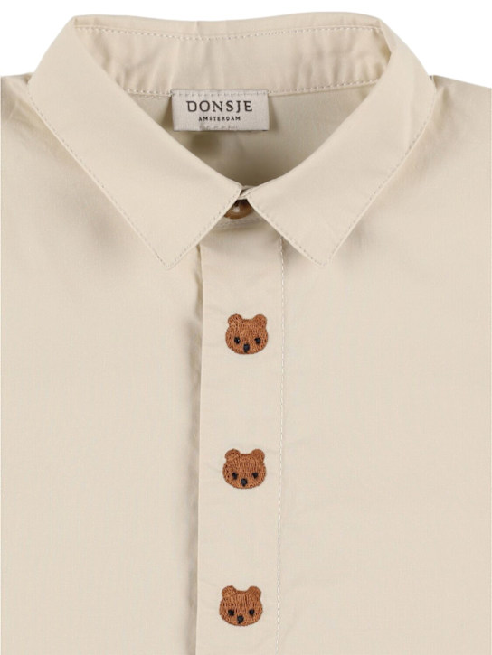 Donsje: Cotton poplin shirt - Beige - kids-boys_1 | Luisa Via Roma