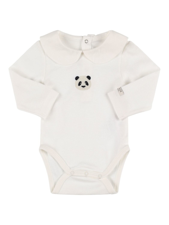 Donsje: Body Panda in cotone stampato - Bianco - kids-boys_0 | Luisa Via Roma