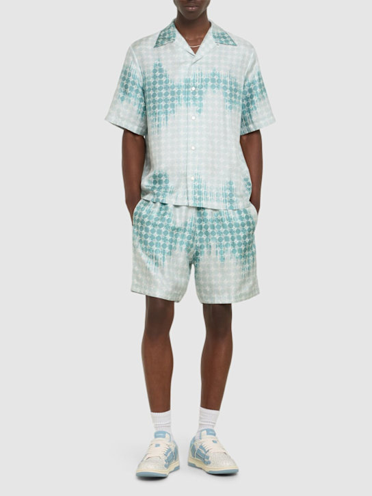 Amiri: Quad bleached viscose shorts - Light Blue - men_1 | Luisa Via Roma