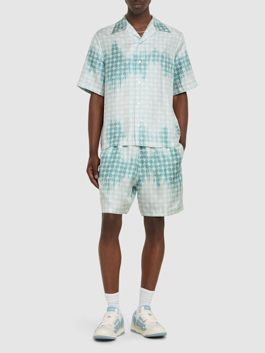 Amiri: MA Quad bleached viscose shirt - Light Blue - men_1 | Luisa Via Roma