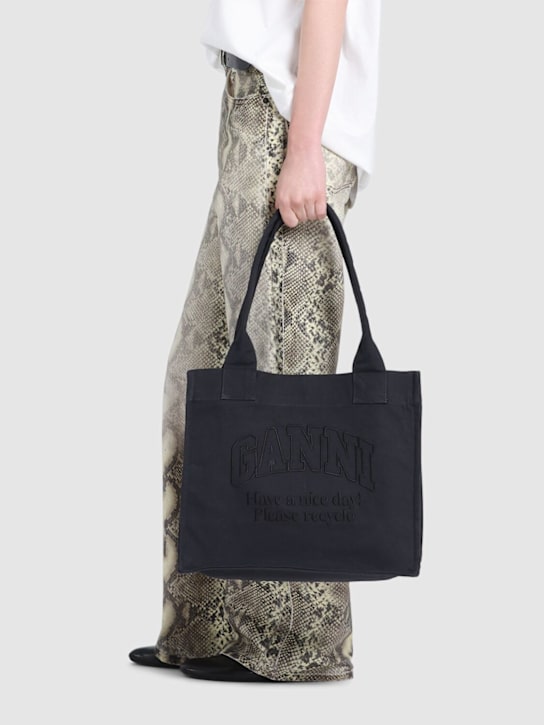 GANNI: Large Easy recycled cotton tote bag - women_1 | Luisa Via Roma