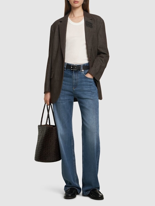 Brunello Cucinelli: Loose denim jeans - Dark Blue - women_1 | Luisa Via Roma