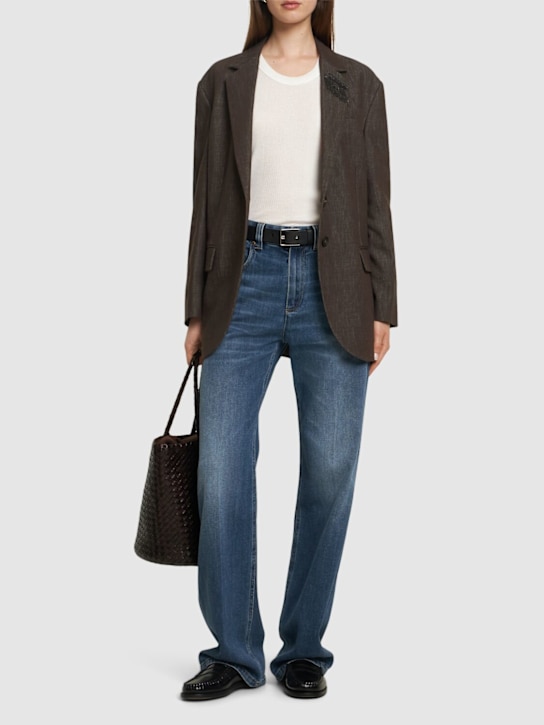 Brunello Cucinelli: Cotton suit-type blazer - Brown - women_1 | Luisa Via Roma