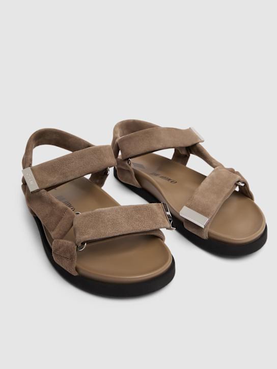 The Attico: 20mm Salinas suede flatform sandals - Taupe - women_2 | Luisa Via Roma