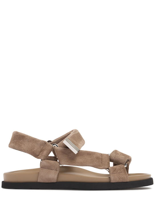 The Attico: 20mm Salinas suede flatform sandals - Taupe - women_0 | Luisa Via Roma