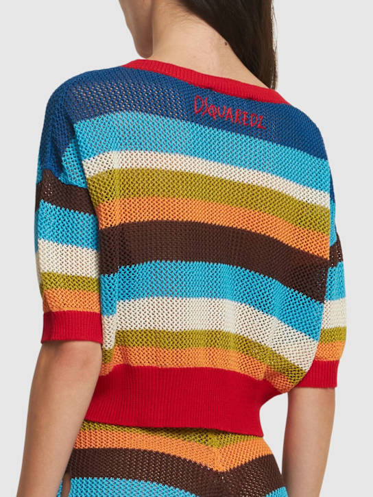 Dsquared2: Knitted cotton crop top - Multicolor - women_2 | Luisa Via Roma