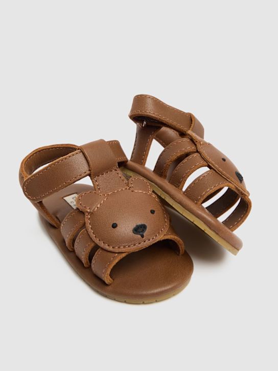 Donsje: Sandalen aus Leder mit Patch - Braun - kids-boys_1 | Luisa Via Roma