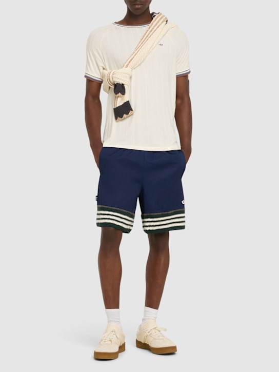 adidas Originals: Clot knit crewneck t-shirt - Cream/White - men_1 | Luisa Via Roma