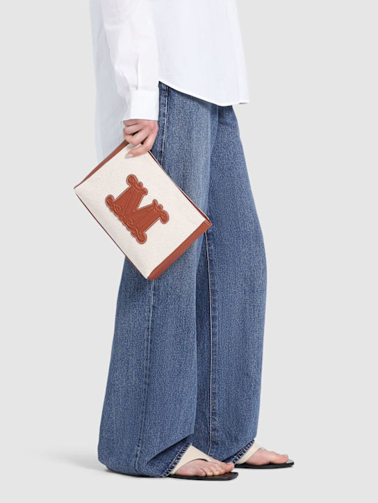 Max Mara: Cascia embroidered cotton clutch - women_1 | Luisa Via Roma