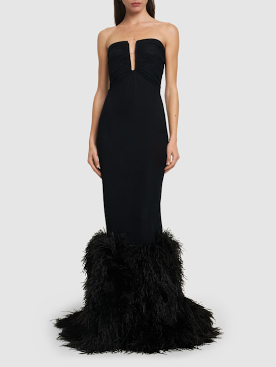 David Koma: Vestito con piume - Nero - women_1 | Luisa Via Roma