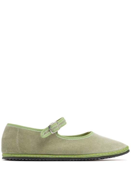 Vibi Venezia: 10mm Mary Jane Salvia velvet slippers - women_0 | Luisa Via Roma