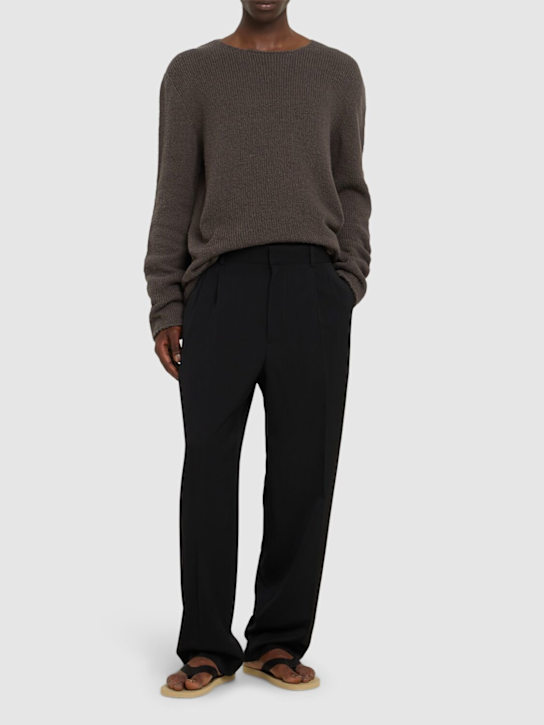 The Row: Silas wool pleated pants - Black - men_1 | Luisa Via Roma