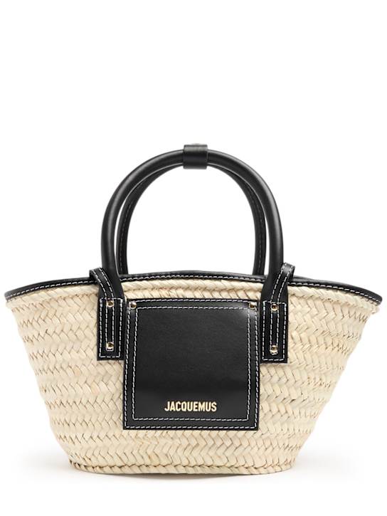 Jacquemus: Le Petit Panier Soli raffia leather bag - women_0 | Luisa Via Roma
