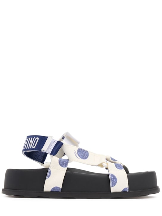 Moschino: 40mm Sporty canvas sandals - women_0 | Luisa Via Roma