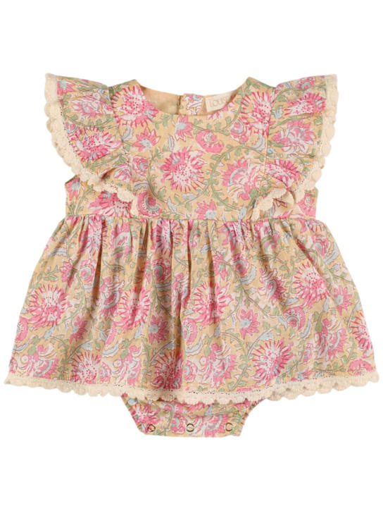 Louise Misha: フラワープリントのコットンガーゼワンピース - ピンク - kids-girls_0 | Luisa Via Roma