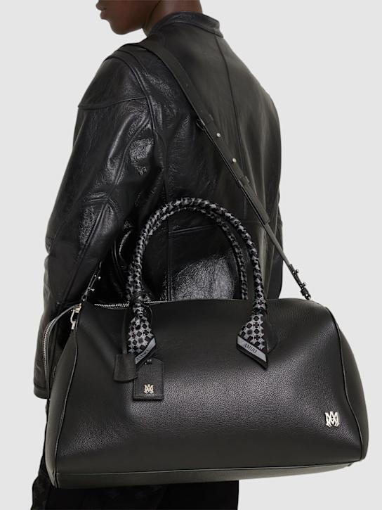 Amiri: Pebbled leather weekender bag - Black - men_2 | Luisa Via Roma