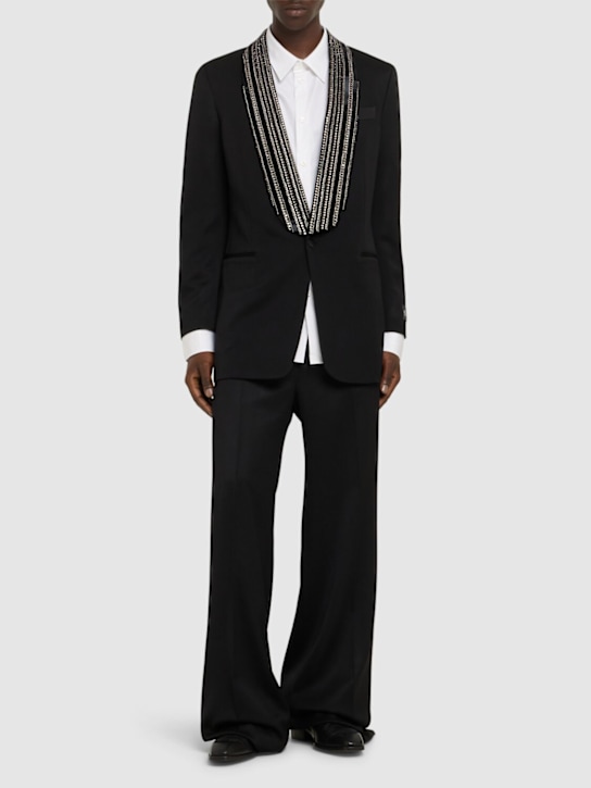 Amiri: Embellished shawl collar wool blazer - Black - men_1 | Luisa Via Roma