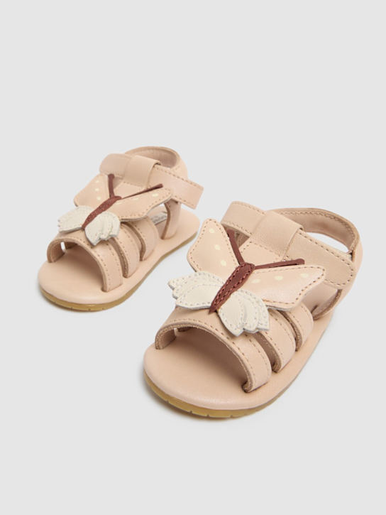 Donsje: Sandali in pelle con patch Butterfly - Rosa Chiaro - kids-girls_1 | Luisa Via Roma